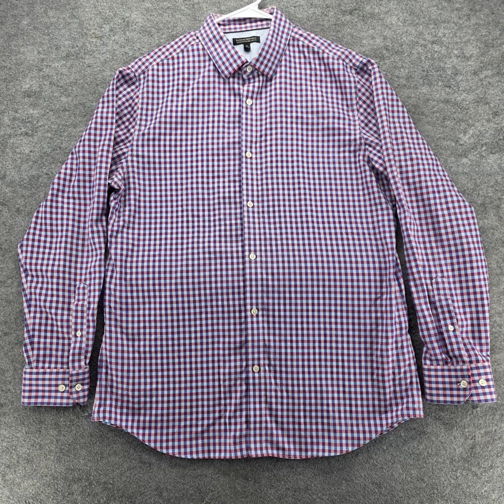 Banana Republic Dress Shirt Mens XL Blue Gingham Slim Fit Point Collar